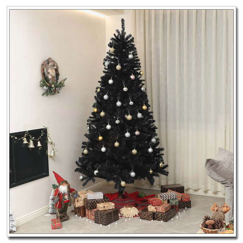 Arbre de Noël artificiel noir de 7,5 pi de hauteur