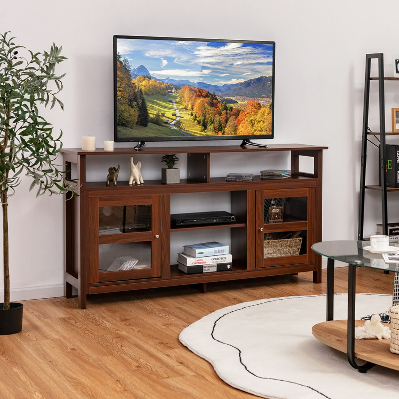 Fritzsche Unfinished TV Stand for TVs up to 65", Walnut