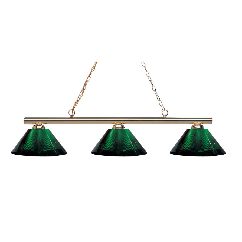 Sharp Shooter 3 Light Billiard Pendant, Fumée / laiton poli