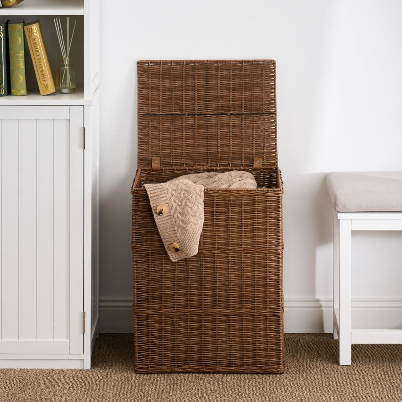 Rectangular Woven Resin Wicker Laundry Hamper – Espresso Brown, 17.3"x13.8"x23.6"
