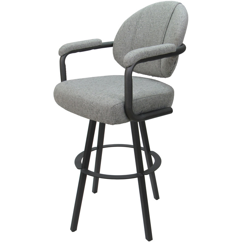 Swivel Upholstered Counter Stool with Metal Frame, Slate Polyester Blend/Gray Frame