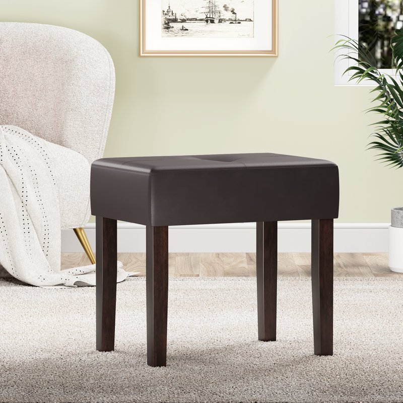 Norena PU Leather Ottoman Stool, Entryway Footstools, Ottoman Chairs for Bedroom,Living Room, Black Leather Match