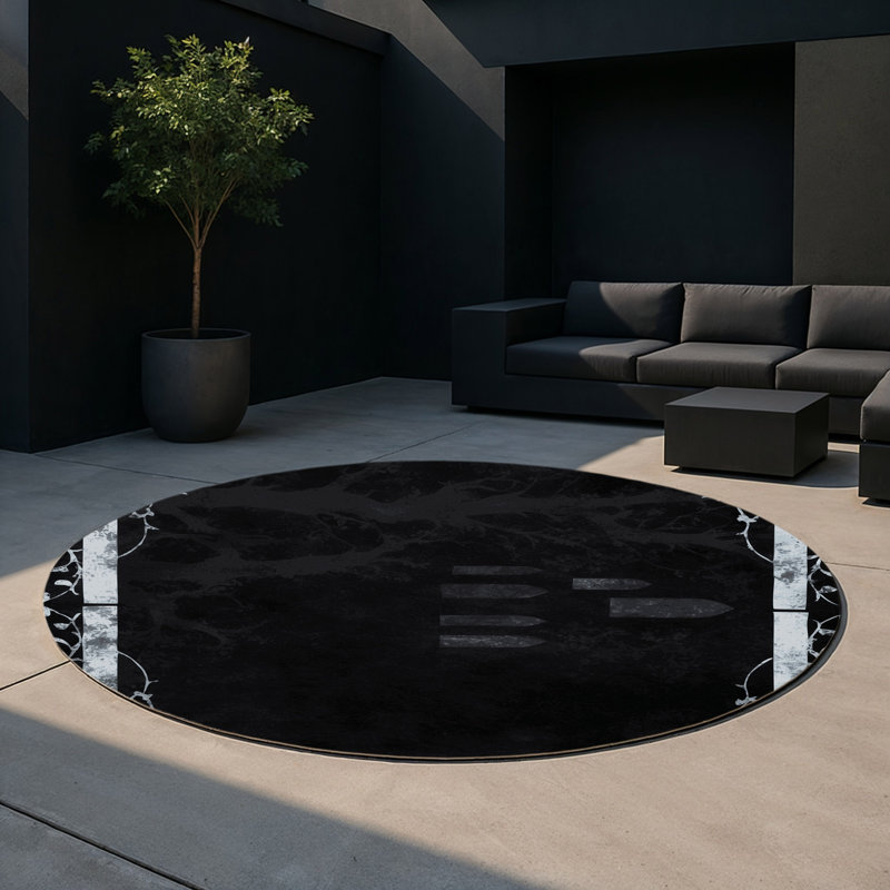 Twilight Scroll Indoor And Outdoor Area Rug, Round 5'