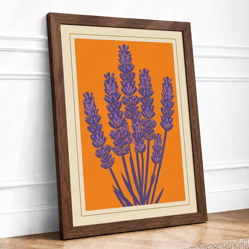 Lavender Stems Botanical - Print, Walnut, A3 - 42.0 x 29.7 cm