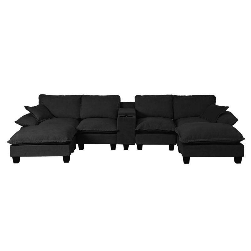 Canapé modulaire Cloud avec rangement et chargement USB, Noir