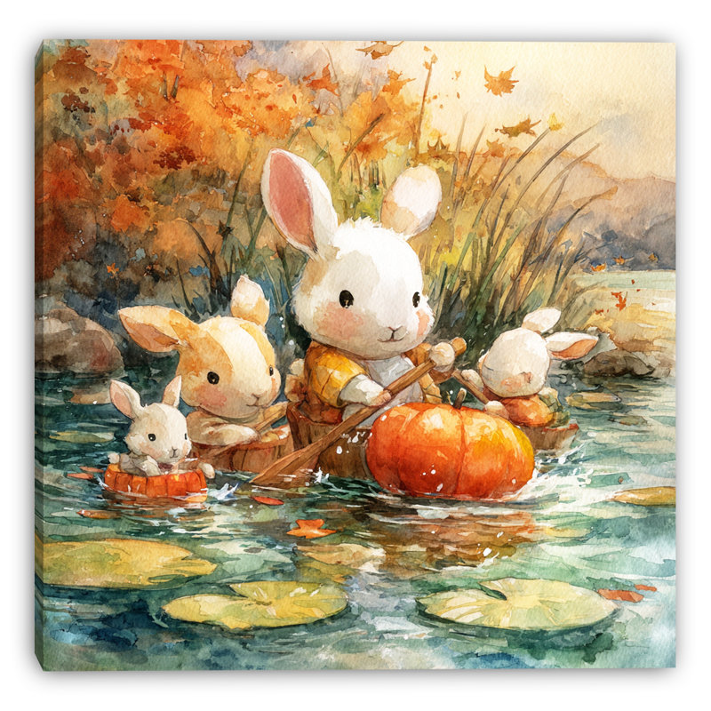 «Bunny Pumpkin Voyage», art mural sur toile
