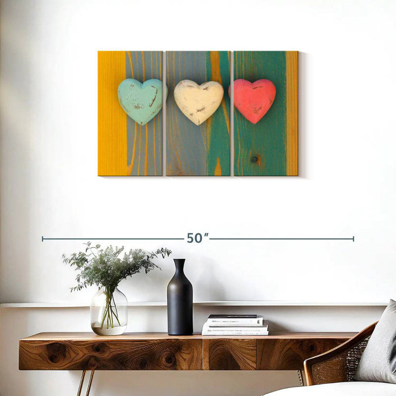 Hardie Three Wooden Hearts, 20" H x 33" W