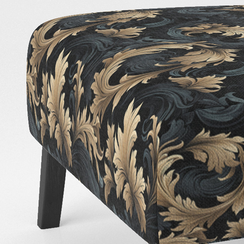 Fauteuil de chambre rembourré traditionnel noir et doré