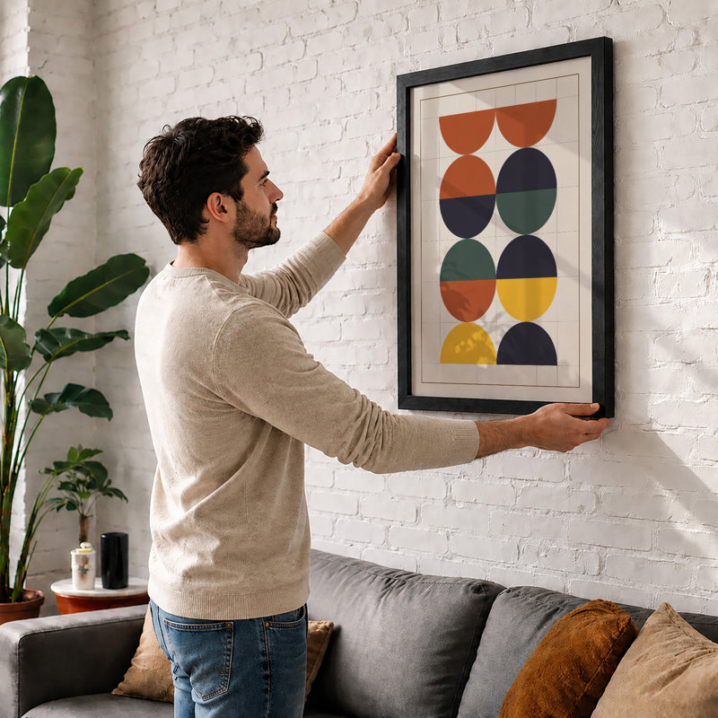 Colour Theory Cycles Geometric - Framed Print, A3 - 42.0 x 29.7 cm, Black