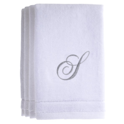  Monogrammed 4 Piece 100% Cotton Fingertip Towel Set