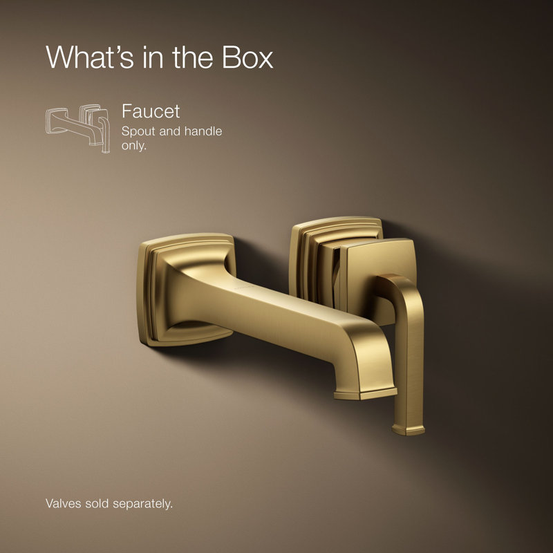 Riff Wall-Mount Single-Handle Bathroom Sink Faucet, Vibrant Brushed Moderne Brass
