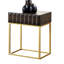 Table d'appoint contemporaine avec tiroirs dissimulés et finition dorée