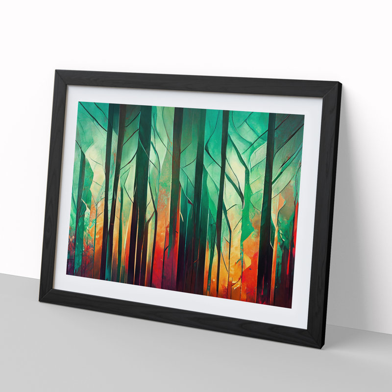 Exciting Abstract Forest Vol.3 - Single Picture Frame Painting, 46cm H x 64cm W x 2cm D, Black