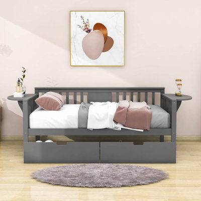 Twin Size Wooden Daybed with 2 Drawers -  Harriet Bee, DBD0519B02234D5E9D31D895FBE4C1CB