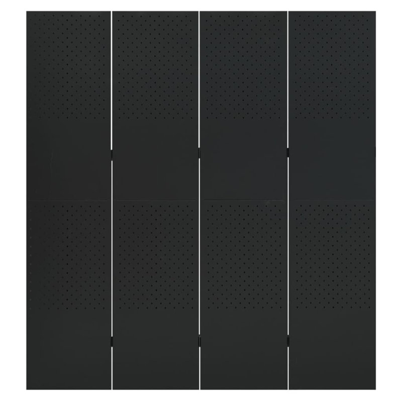 Cassiah 180 cm H Steel Folding Room Divider, 4, Black