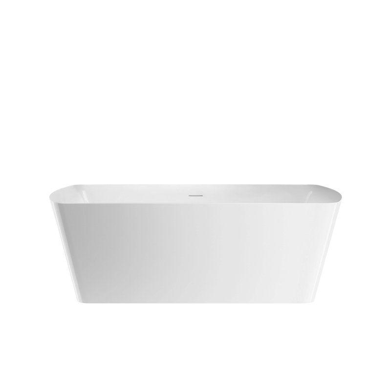 67'' x 31.5'' Freestanding Soaking Acrylic Bathtub, White / Matte Black Drain