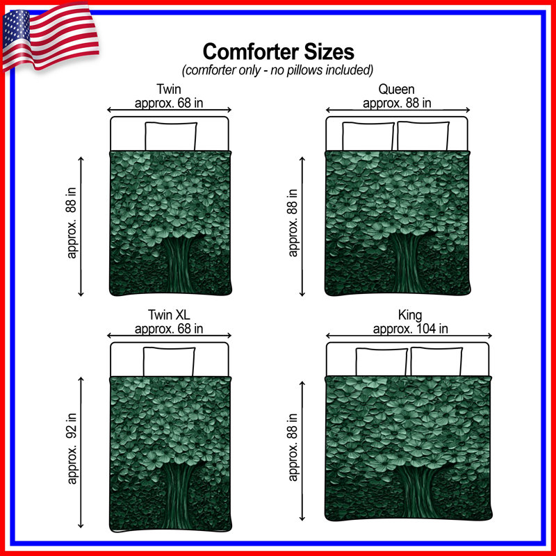 Floral Green Tree Comforter, Twin Extra Long