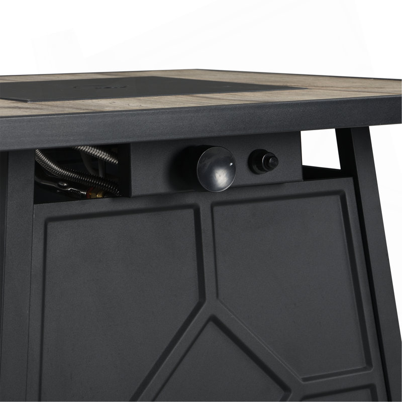 Fire Pit Table, 28-Inch Square 40,000 BTU Auto-Ignition Propane Gas Firepit With Waterproof Cover, Gray