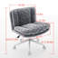 Chaise pivotante de 26,4 pouces de large, tissu synthétique d'alpaga, hauteur réglable, pour bureau et garde-robe