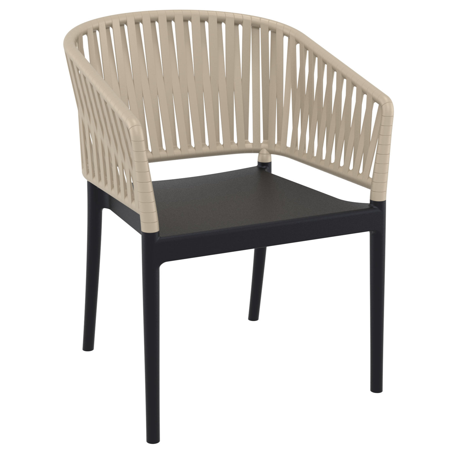 Newport Outdoor Stacking Dining Armchair, Taupe/Black