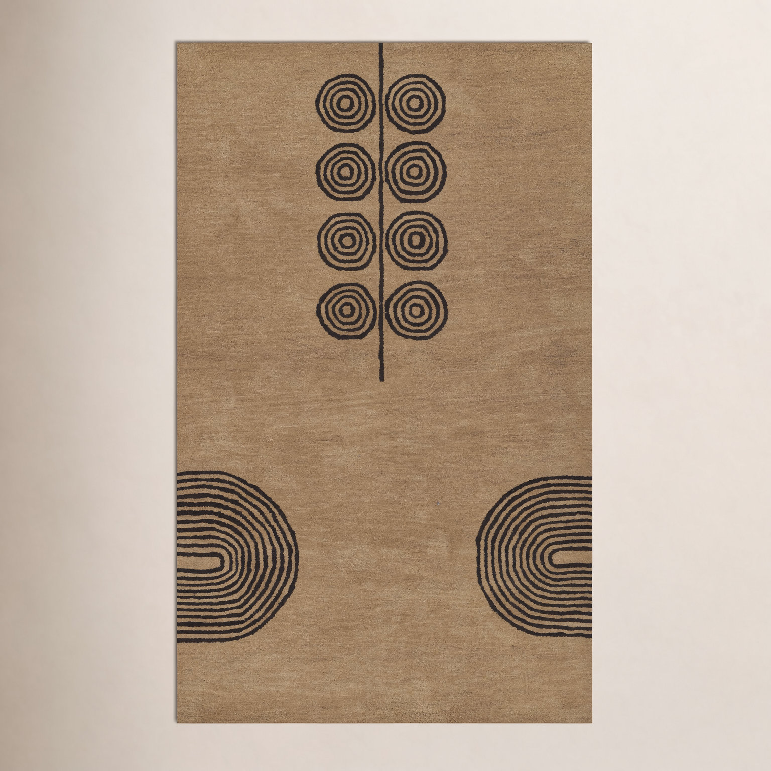 Yasi Hand Tufted Wool Beige Rug, Rectangle 2' x 3'