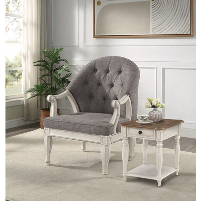 Fauteuil gris et blanc antique