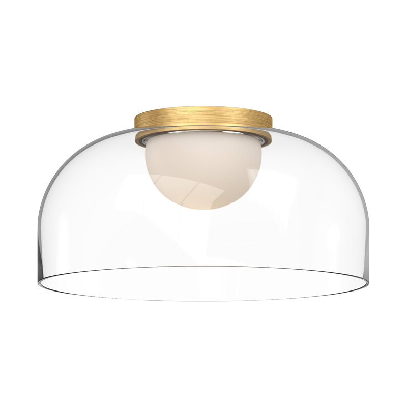 Plafonnier encastré en cèdre et DEL, Or brossé, H 6,25 po x l 12 po x P 12 po