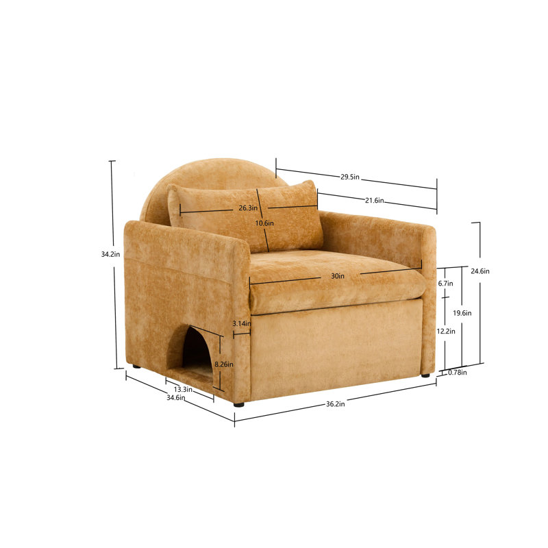 Modern Pet-Friendly Armchair with Built-In Cat Cubby