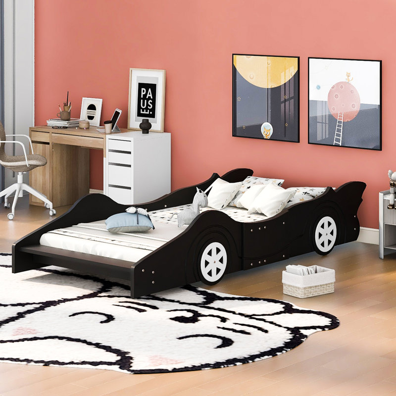Lit plateforme avec roulettes Race, Noir, noir, noir, noir