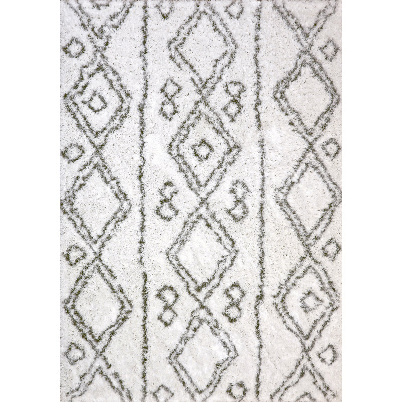 Ivoire géométrique/gris Tapis décoratif