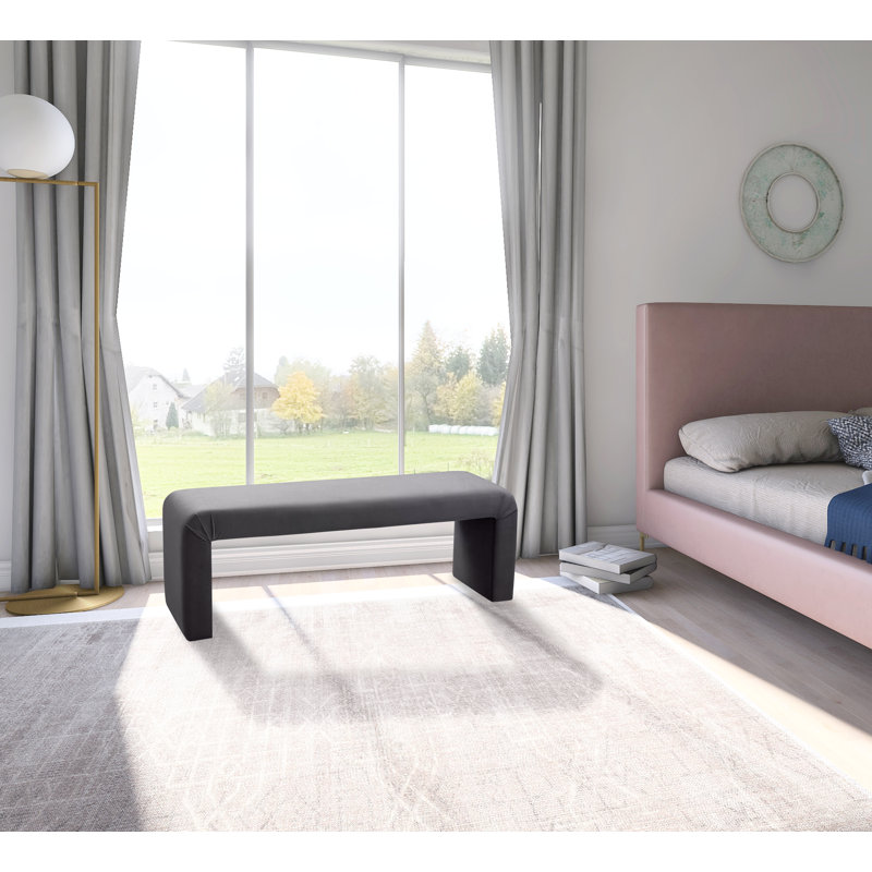 Banc rembourré Edenborn, Velours gris
