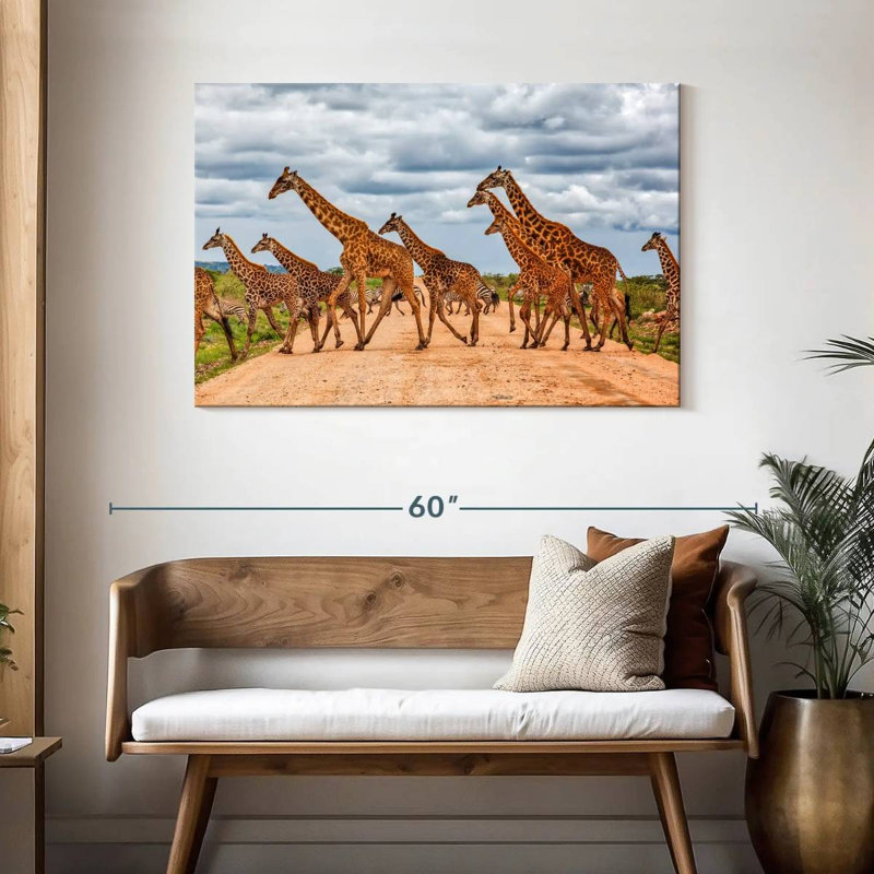 Courir avec des girafes et des zèbres, H 30 po x l 45 po