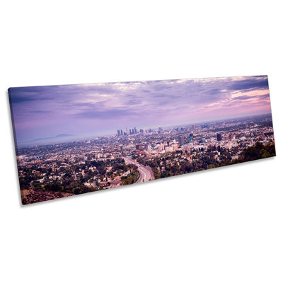 Los Angeles Skyline City - Wrapped Canvas Panoramic Print