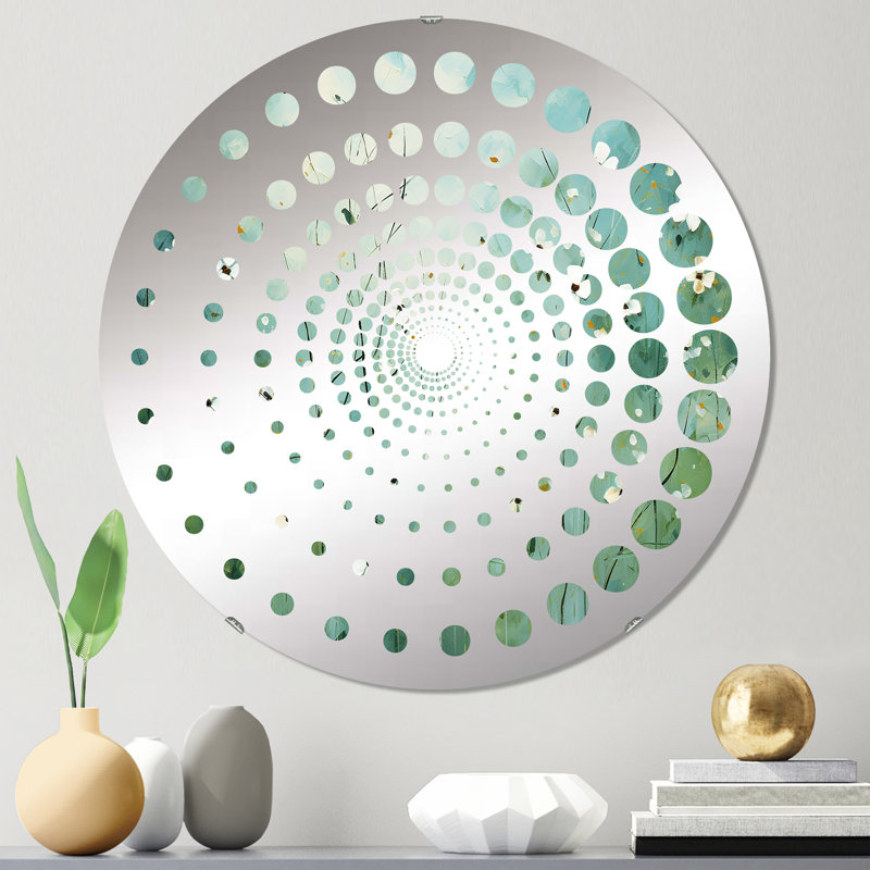 Symphonie d'herbes blanches et vertes Symphony I - Miroir décoratif à spirales - MIR113476-Rond, 23,6 po x 23,6 po
