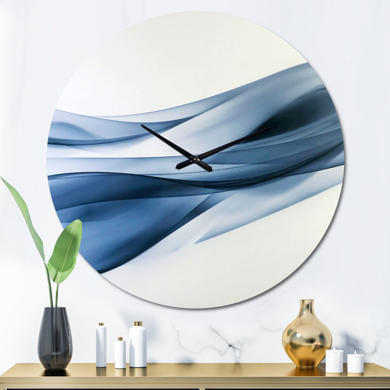 Glittering Light Blue Pattern - Modern wall clock, Oversized, Navy Blue/White