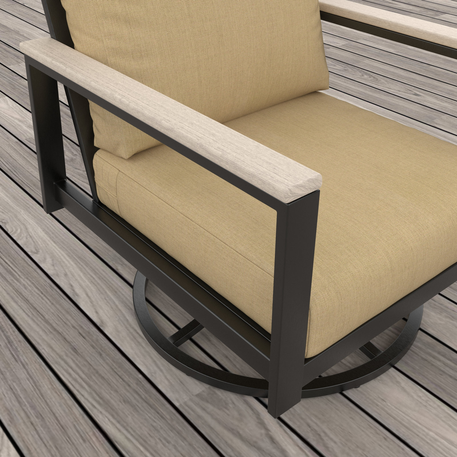 Townsend Outdoor Rocking Metal Chair with Cushions, Tan/Cream, White, Yes