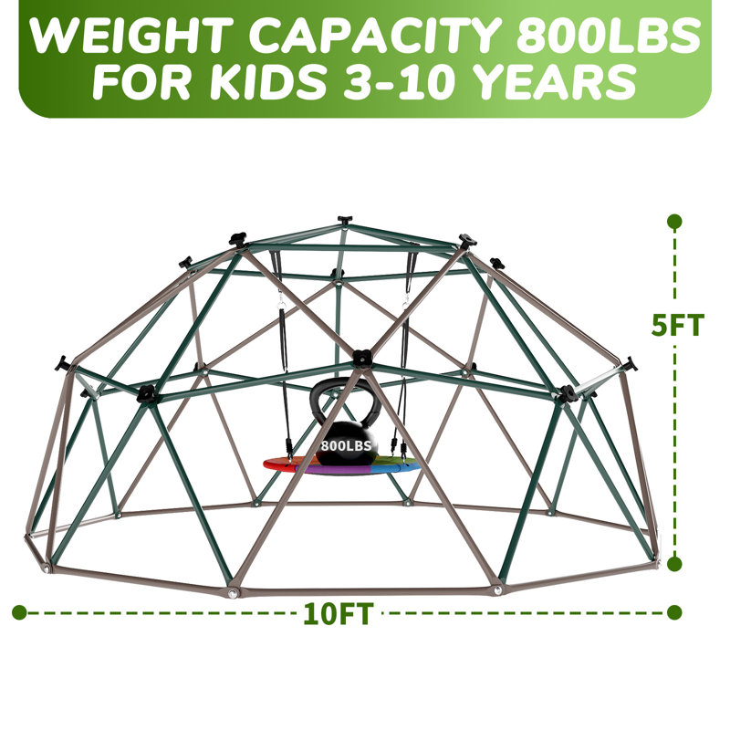 Climbing Dome Klo Kick 120'' W Metal Climbing Dome, Green/Brown