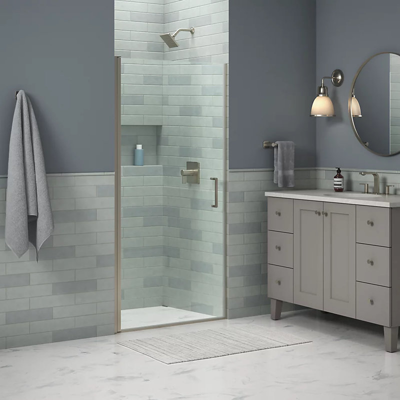 Linear Grid Shower Drain, Vibrant Brushed Moderne Brass