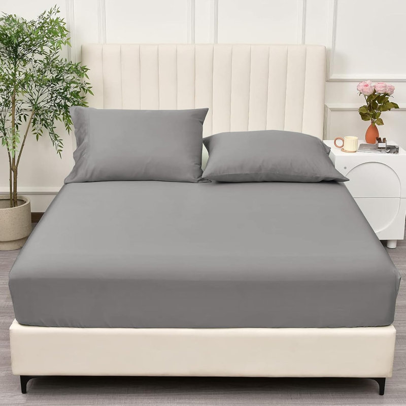 Salissa Microfiber Fitted Sheet, Double (4'6), Grey