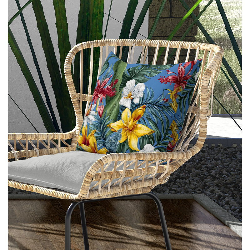 Coussin Rainforest Reverie Broadcloth, H 20 po x l 20 po, Bleu/Multi