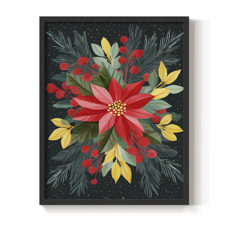 «Christmas Holiday Art CX», reproduction encadrée - bois massif, Noir, noir, noir, noir, H 15 po x l 12 po