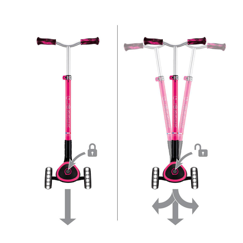 Globber Ace Lights 3 Wheel Scooter, Pink