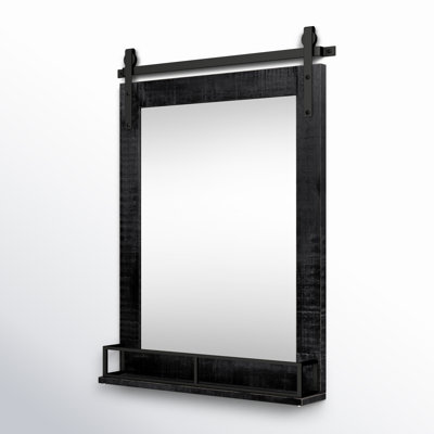Dayanah Wood Rectangle Mirror with Shelves
