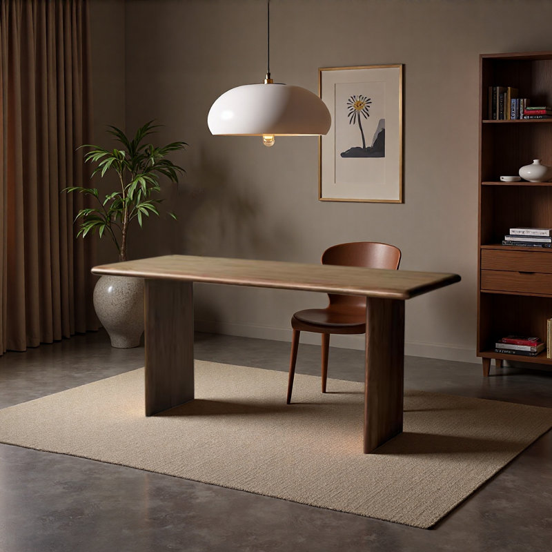 Walnut Large Rectangular Multi-functional Desk, 29.52" H x 62.99" W x 33.46" D