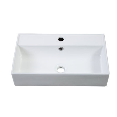 Lavabo vasque en céramique blanc brillant 21,6 po, lavabo 24V06 - 21 pour salle de bain, vernis lisse, construction, lavabo durable et facile à entretenir, matériau, lignes, installation