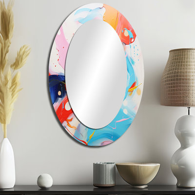 Miroir mural bleu et rose avec tempête III