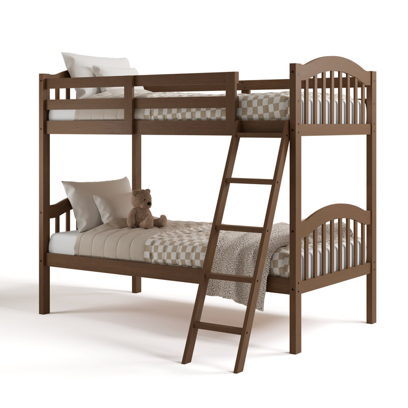 Long Horn Twin Over Twin Solid Wood Standard Bunk Bed by Storkcraft, Hazelnut