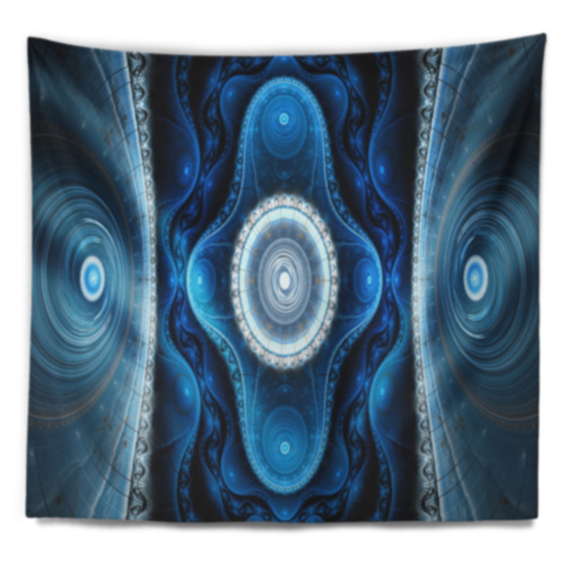 Tapisserie à motif fractal cabalistic blue abstract, H 32 po x l 39 po