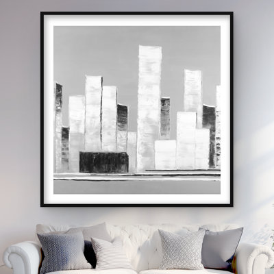 Bâtiments abstraits en noir et blanc | Art mural contemporain