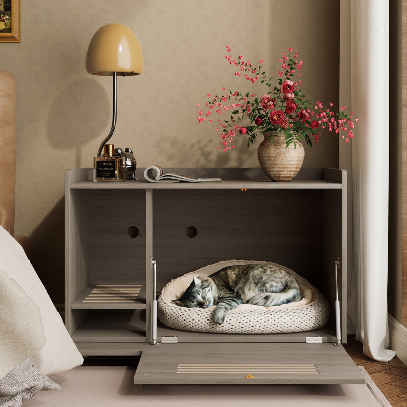 Gray Cat Litter Box Enclosure